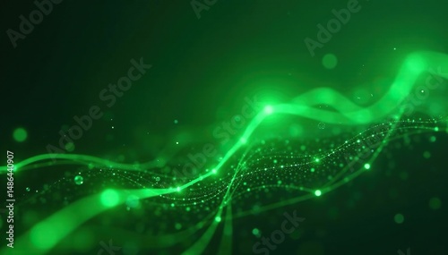 Wallpaper Mural Abstract green tech background with glowing lines and particles Futuristic, digital, network, innovation , connection, artificial intelligence background, network background Torontodigital.ca