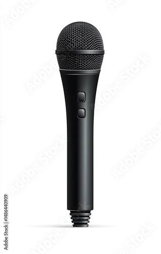 Black microphone, smooth body, round top,  simple design,  for recording or performance