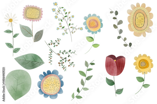 Fototapeta Naklejka Na Ścianę i Meble -  Watercolor Floral Collection