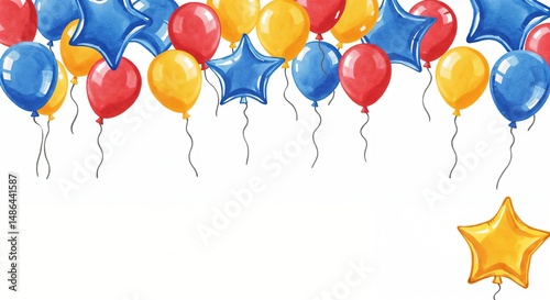 Colorful balloons and stars in festive arrangement for celebrations  