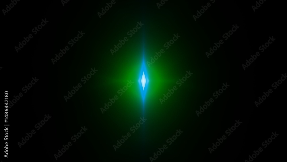 Obraz premium leuchtender rautenförmiger grün blauer Lichtschein mit moderner Formensprache, Technologie, Wissenschaft, Forschung, Lichteffekt