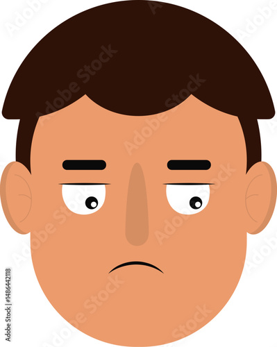 Face of a cartoon-style male character with drooping eyelids and a flat mouth indicating a bored state.