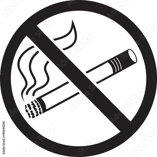 No Smoking prohibition icons, smoking addiction silhouette vector illustration