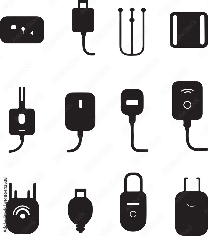 Black Silhouette Icons: Gadgets, Electronics, Technology, Vector Set Black Silhouette Icons: Gadgets, Electronics, Technology, Vector Set