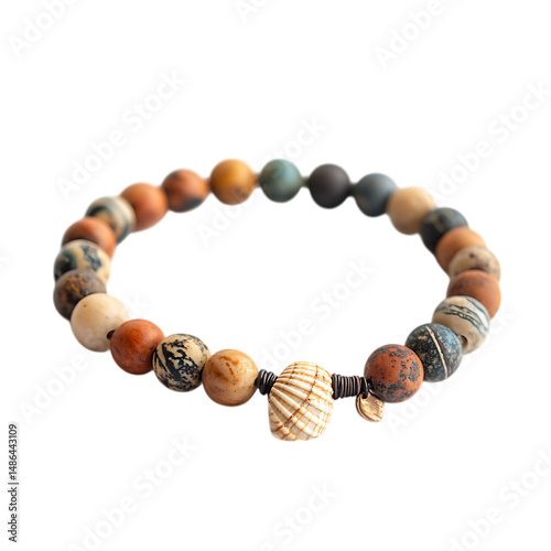 Rustic Bracelet with Weathered Natural Beads Isolated on Transparent Background