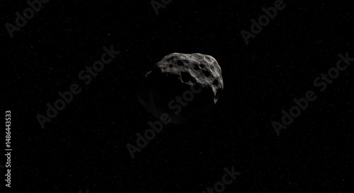 Asteroid floating in space against a dark background  