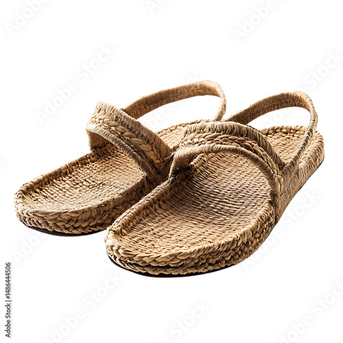 Boho Chic Espadrille Sandals with Hand Woven Textur Isolated on Transparent Background