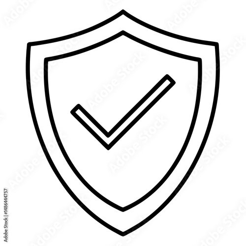 Outline of a shield with checkmark symbol for security and trust