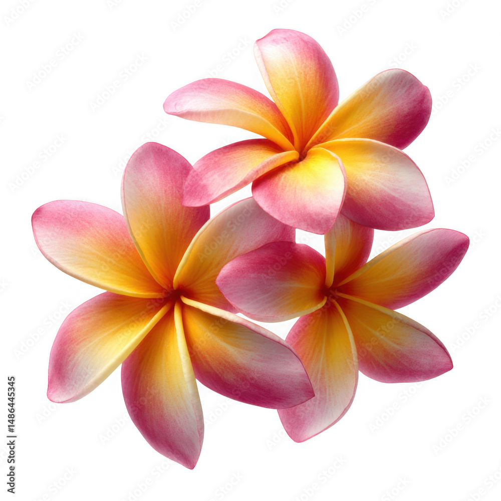 Fototapeta premium Three frangipani flowers isolated on transparent background