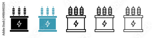 Transformer icon. Thin lines isolated