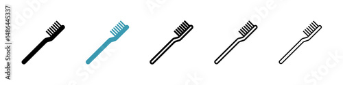 Toothbrush icon. Thin lines isolated
