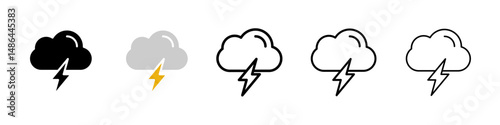Thunderstorm icon. Thin lines isolated