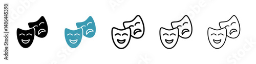 Theater masks icon. Thin lines isolated