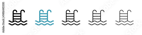 Swimming pool icon. Thin lines isolated