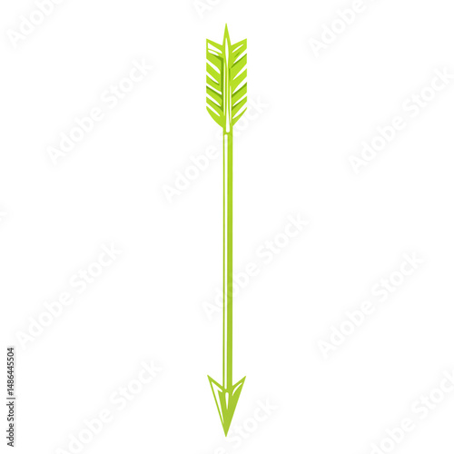 Minimalistic Arrow with Clean Contours in Lime Green Isolated on Transparent Background
