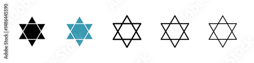 Star of david icon. Thin lines isolated