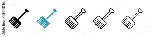 Snow shovel icon. Thin lines isolated