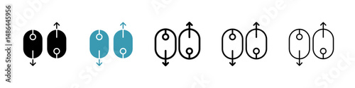 Scroll down up icon. Thin lines isolated