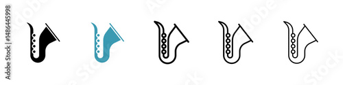 Saxophone icon. Thin lines isolated