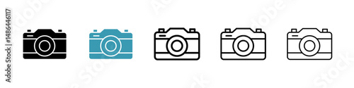 Retro camera icon. Thin lines isolated