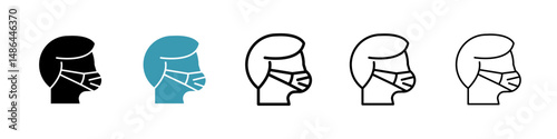 Person in mask icon. Thin lines isolated