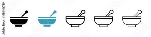Mortar pestle icon. Thin lines isolated