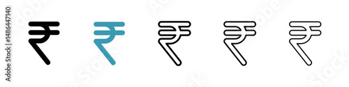 Indian rupee icon. Thin lines isolated