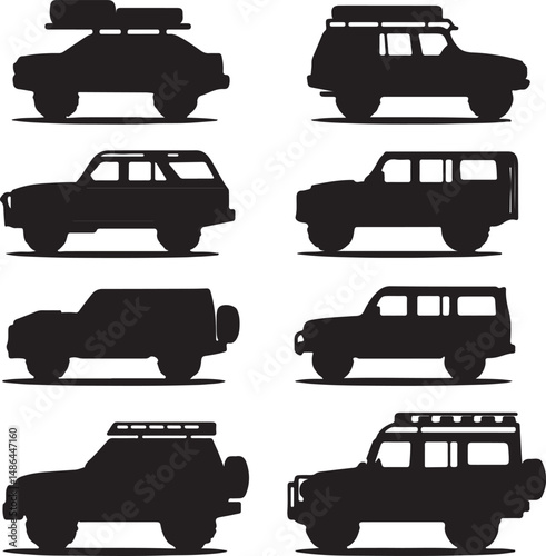 Silhouette Collection of Off-Road SUVs and 4x4 Vehicles