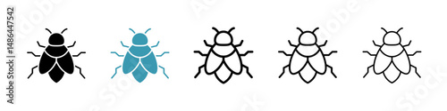 Fly insect icon. Thin lines isolated
