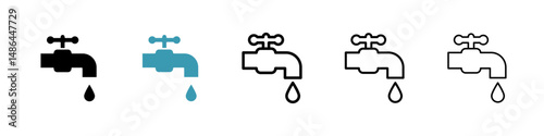 Faucet drip icon. Thin lines isolated