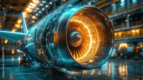 Jet Engine in Manufacturing Facility