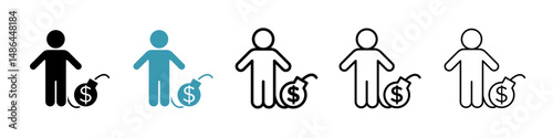 Debt icon. Thin lines isolated