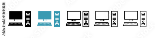 Computer icon. Thin lines isolated