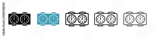 Chess clock icon. Thin lines isolated