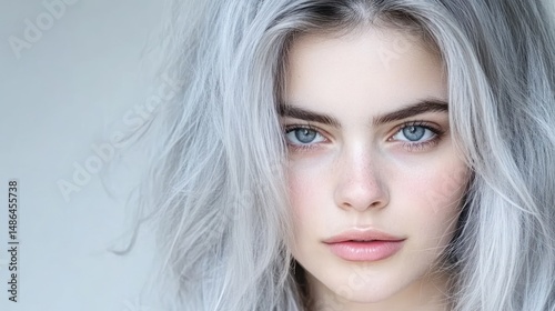 Stunning Portrait of a Young Woman with Silver Hair