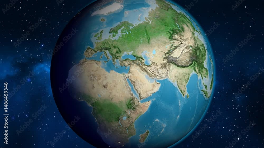 Jordan on the globe. Outline. Satellite map. No labels