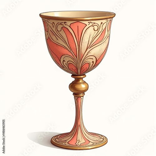 Art Nouveau illustration of a decorative chalice with jasmine inlays