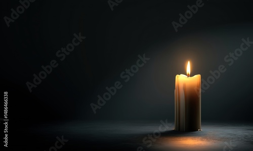 Burning candle on dark background 