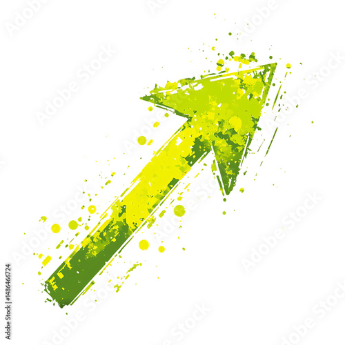 Bold Arrow with Impactful Vectors in Electric Lime Isolated on Transparent Background