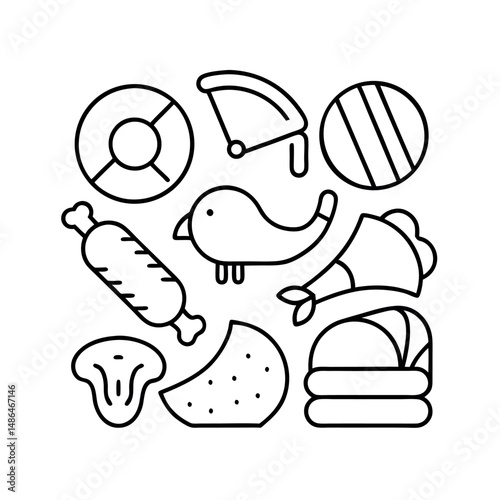 Meat Packaging Sketch Vector Illustration