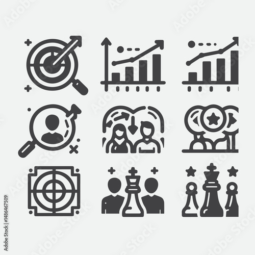  competitor analysis KPI business idea time anagement innovation strategy leadership business model startup strategy brainstorming quarterly planning executive scalable business investor Icon Set