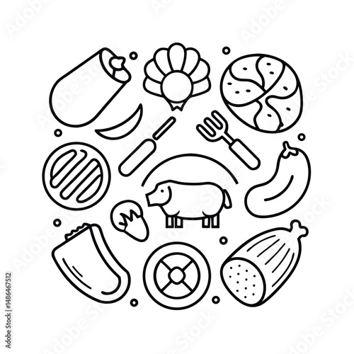 Meat Cuts Graphic Outline Design