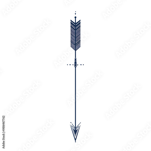 Contemporary Arrow with Precise Geometric Lines Isolated on Transparent Background