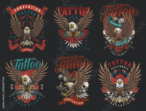Eagle and rose tattoo designs