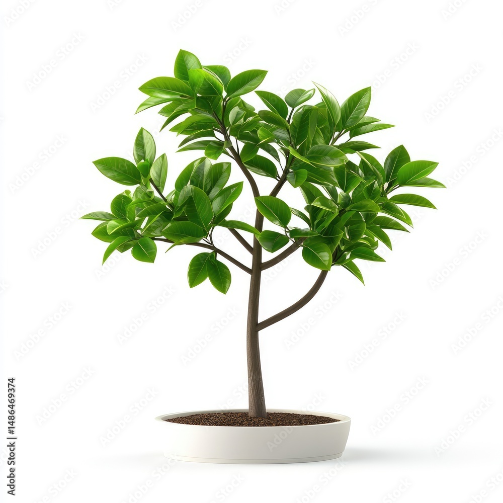 Fototapeta premium Isolated potted plant with vibrant green foliage.