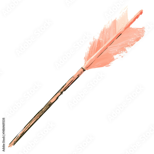 Artistic Arrow with Creative Brush Strokes in Soft Isolated on Transparent Background