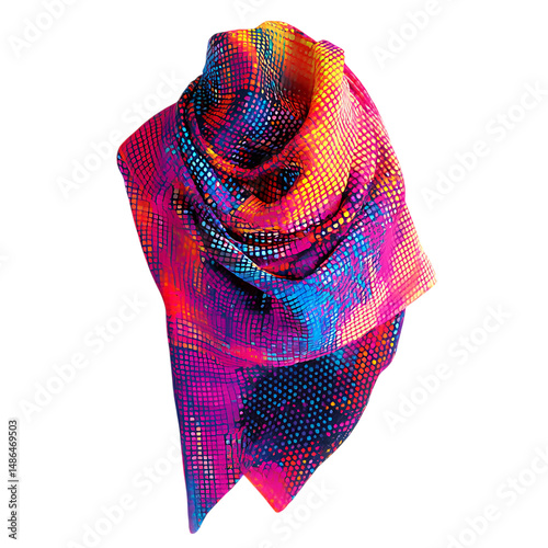 Contemporary Cooling Wrap with a Vibrant Digital Mo Isolated on Transparent Background