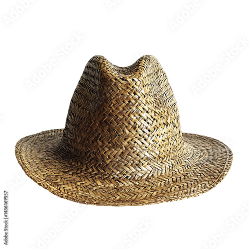 Organic Straw Hat with Naturally Woven Texture Isolated on Transparent Background