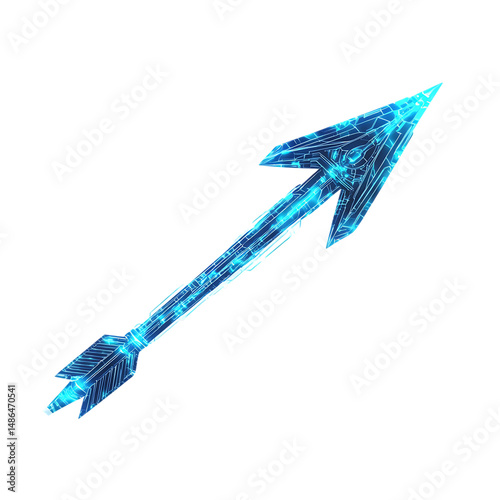 Futuristic Arrow with Digital Patterned Design Isolated on Transparent Background