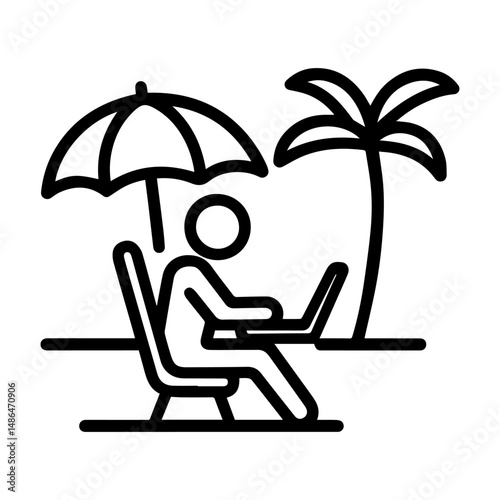Icon man working on the beach on a white background vector
Vector icon remote work freelance